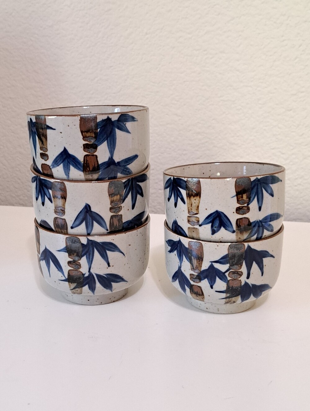 Vintage Japanese Studio Pottery Yunomi Tea Sake Cups Set of 5 - Picture 2 of 9
